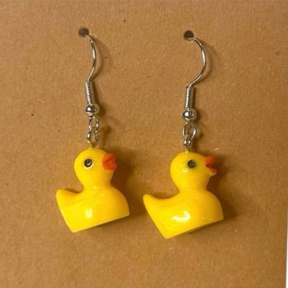 Rubber Duckie Silver Earrings NEW - Picture 4 of 6